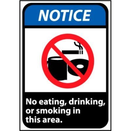 NATIONAL MARKER CO Notice Sign 10x7 Vinyl - No Eating, Drinking or Smoking NGA5P